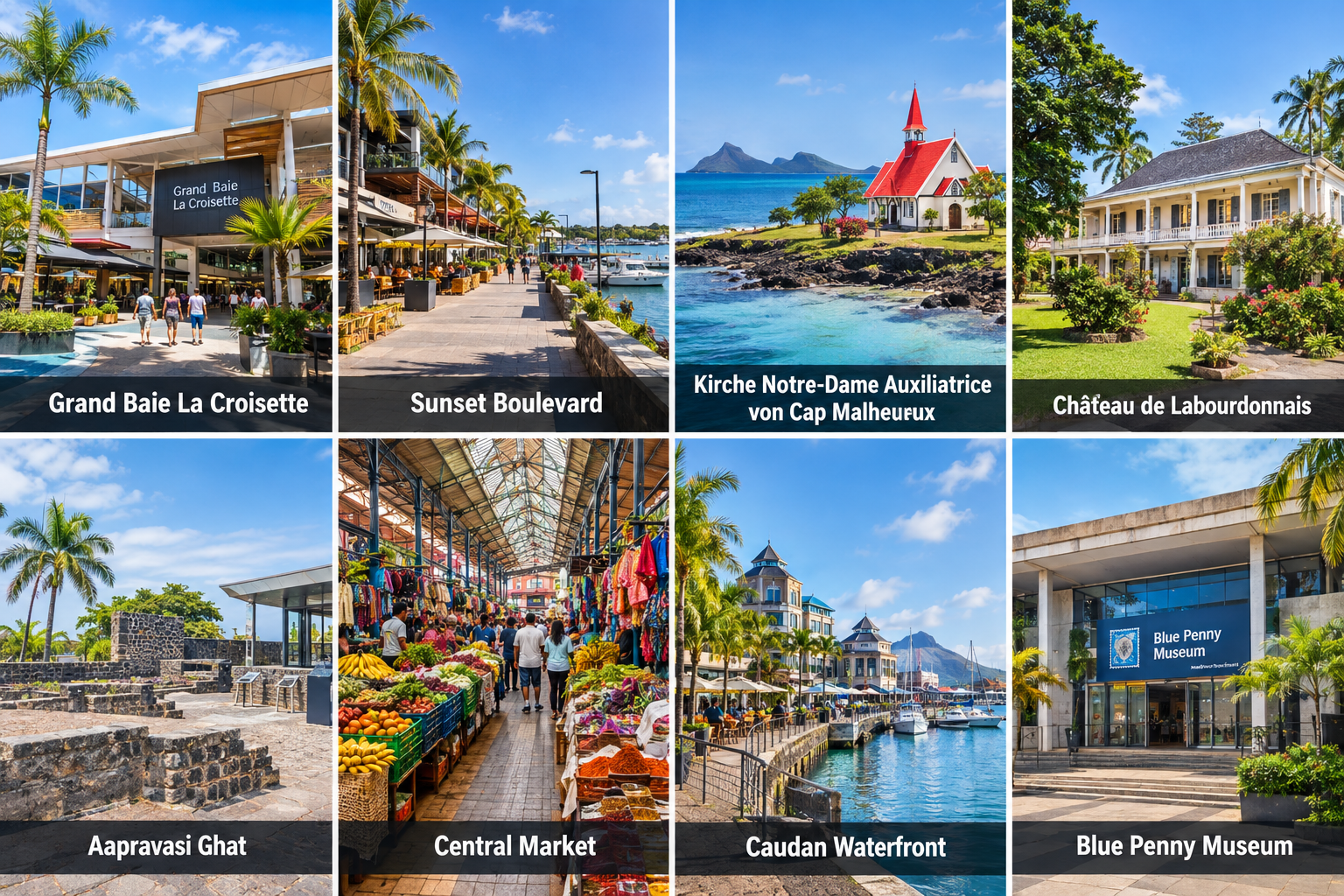 Bildcollage: Ausflüge in den Norden und nach Port Louis in Trou aux Biches