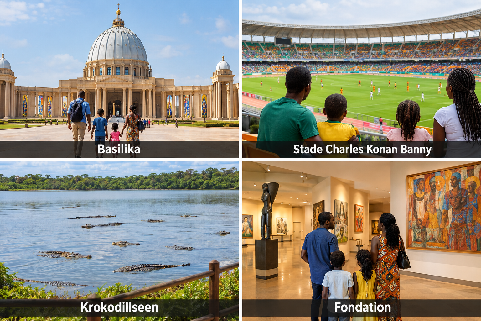 Bildcollage: Yamoussoukro mit Kindern