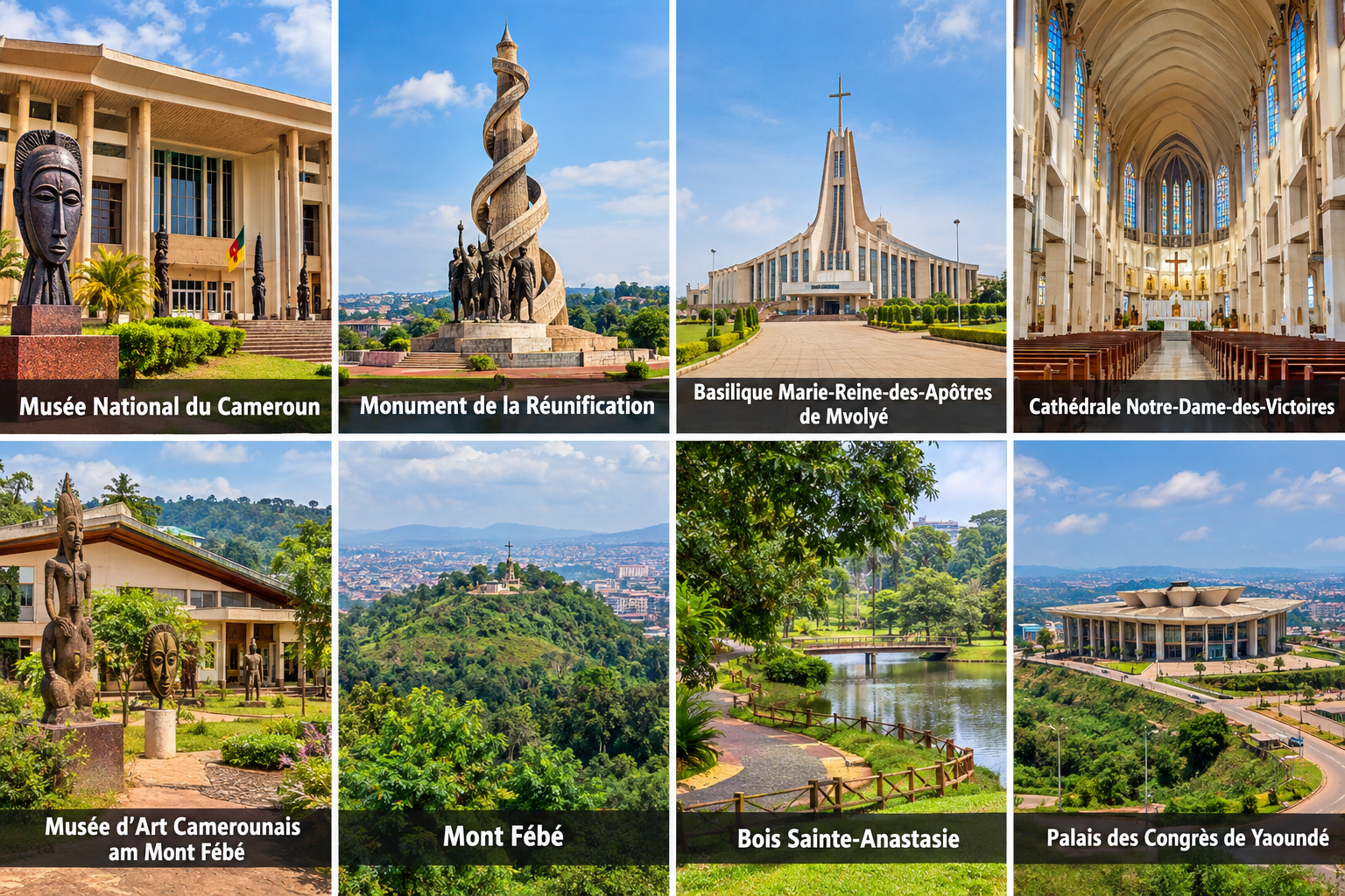 Bildcollage: Die schönsten Sehenswürdigkeiten in Yaoundé