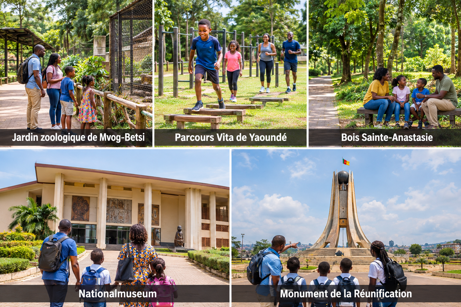 Bildcollage: Yaoundé mit Kindern: Ausflüge für Familien