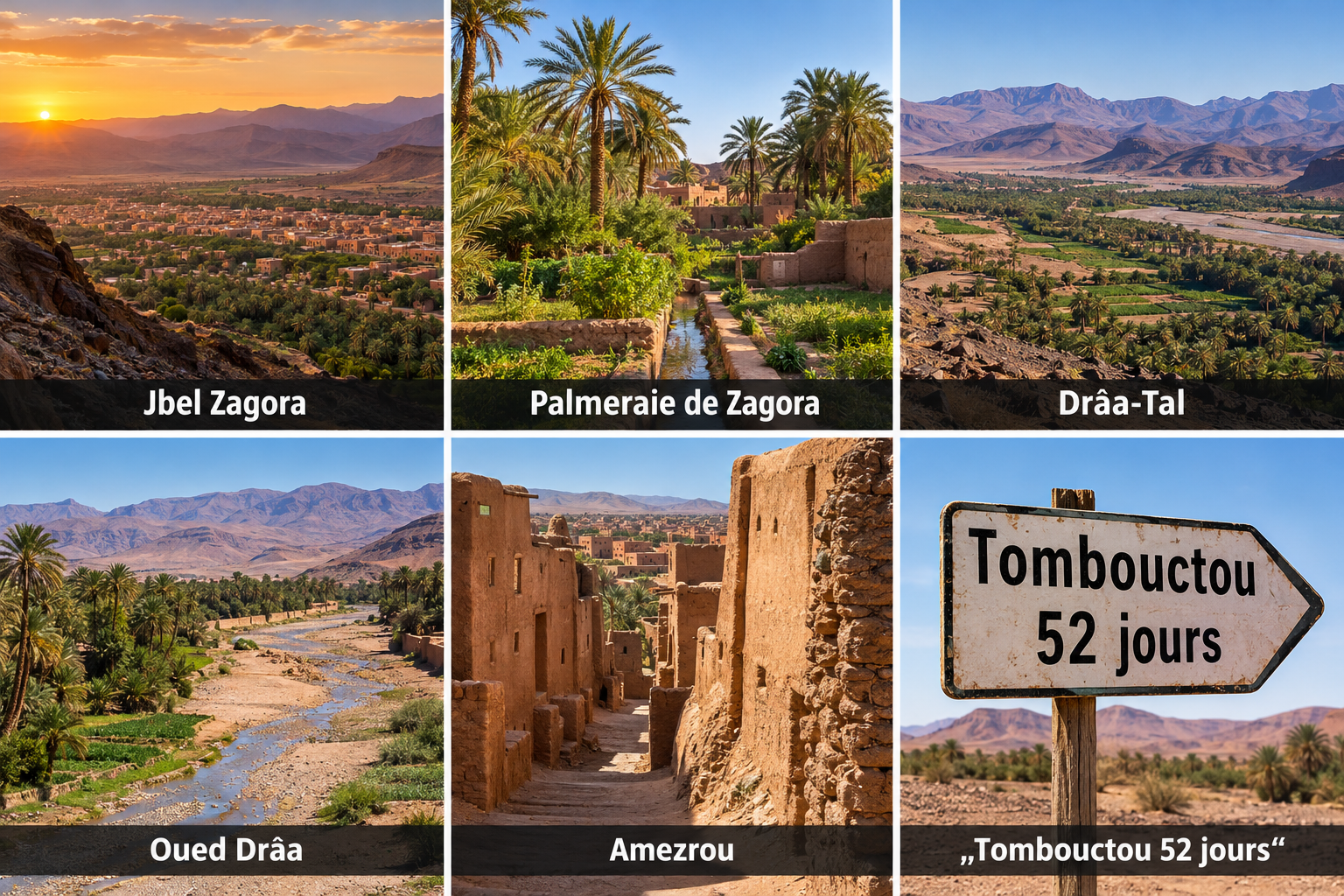 Bildcollage: Die schönsten Sehenswürdigkeiten in Zagora
