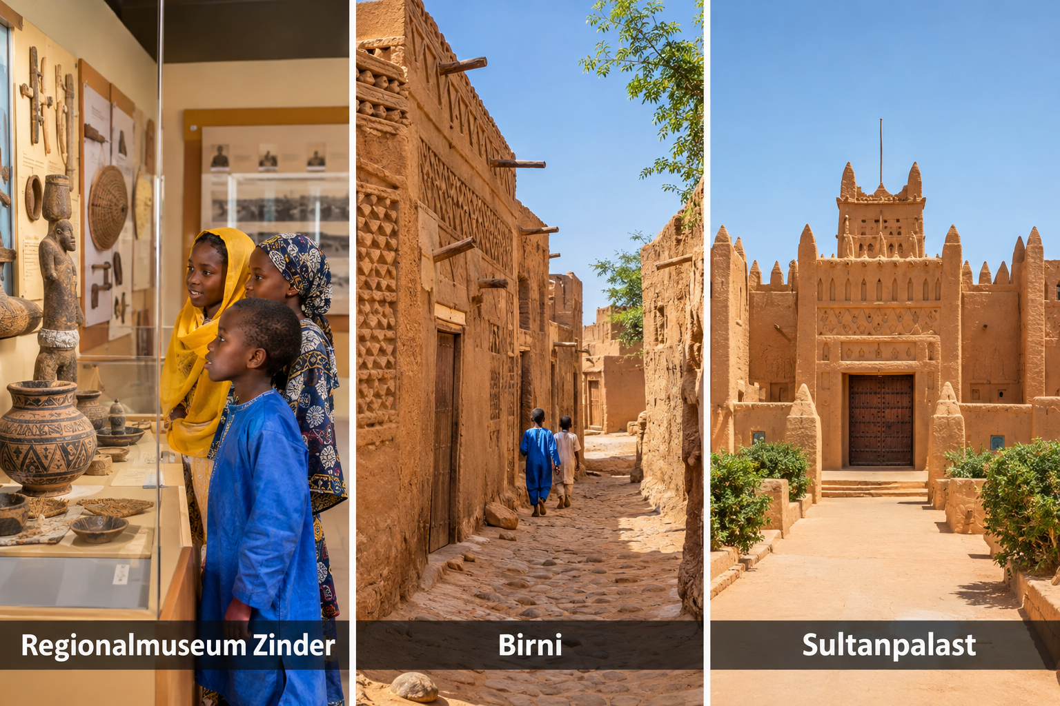 Bildcollage: Zinder mit Kindern
