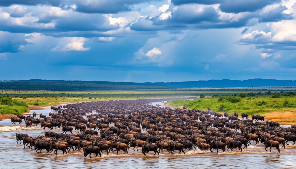 Große Migration der Gnuherden in der Masai Mara