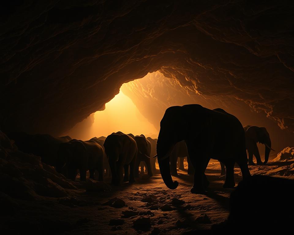 Elefanten Salzaufnahme in der Höhle