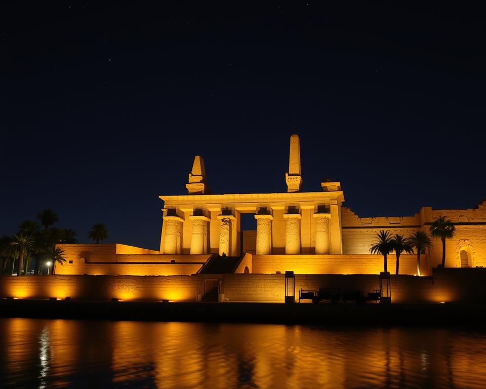 Luxor Tempel bei Nacht Beleuchtung