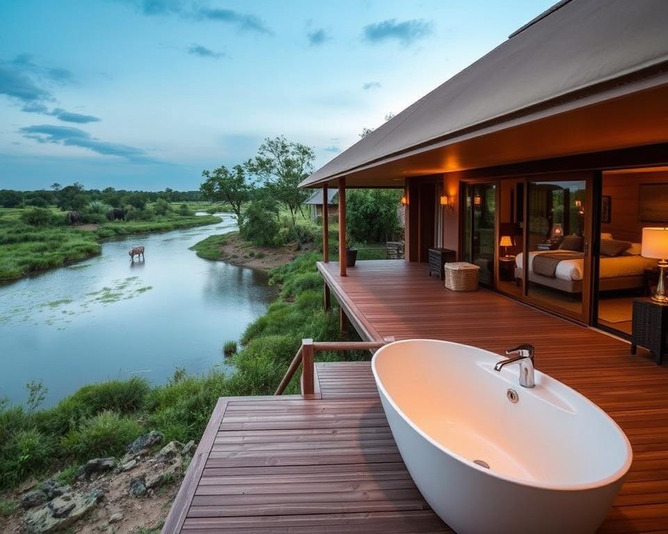 Luxuriöse Unterkünfte in der Thamalakane River Lodge