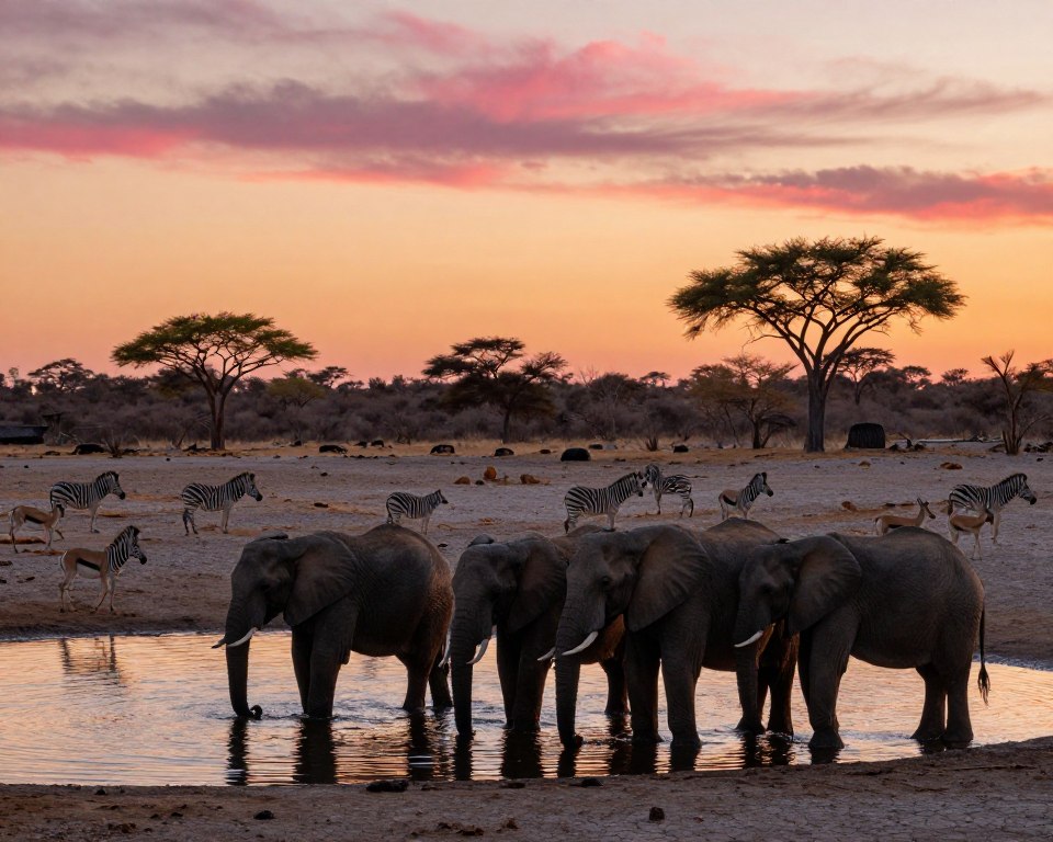Etosha Nationalpark Wasserlöcher Tierbeobachtung