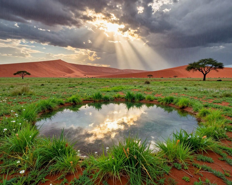 Naturschauspiele in Namibia während der Regenzeit