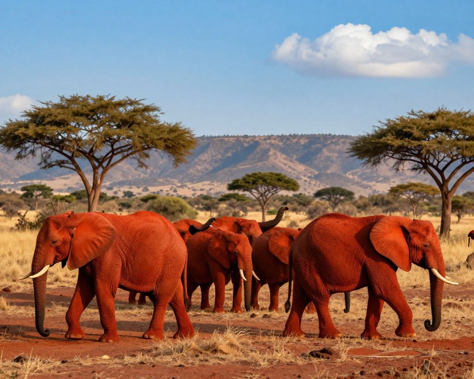 Rote Elefanten in Tsavo Ost