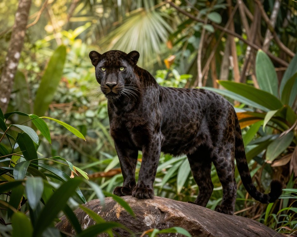 Schwarzer Leopard in seinem natürlichen Lebensraum