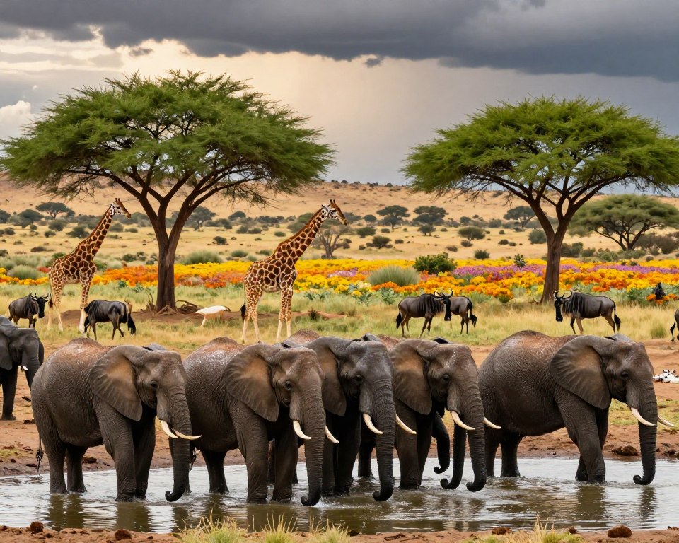 Wildtiere in Namibia während der Regenzeit