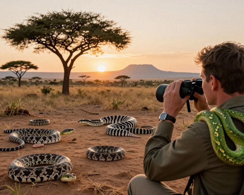 Schlangen beobachten auf einer Reptilien-Safari in Afrika