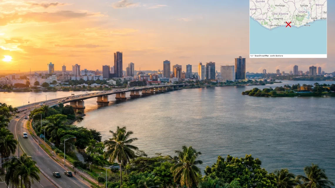 Reiseziel mit Lagekarte in Abidjan, Afrika