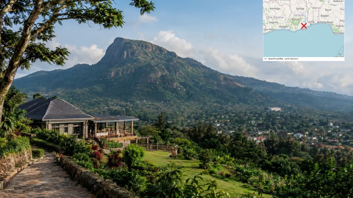 Reiseziel mit Lagekarte in Aburi, Afrika