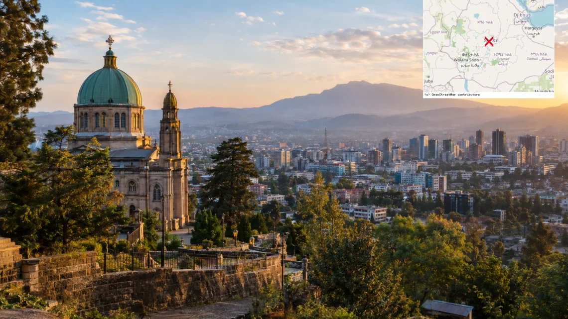 Reiseziel mit Lagekarte in Addis Abeba, Afrika