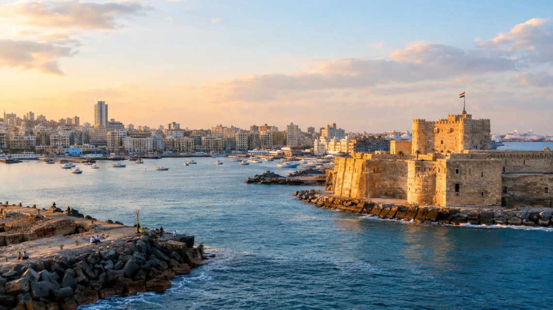 Reiseziel mit Lagekarte in Alexandria, Afrika