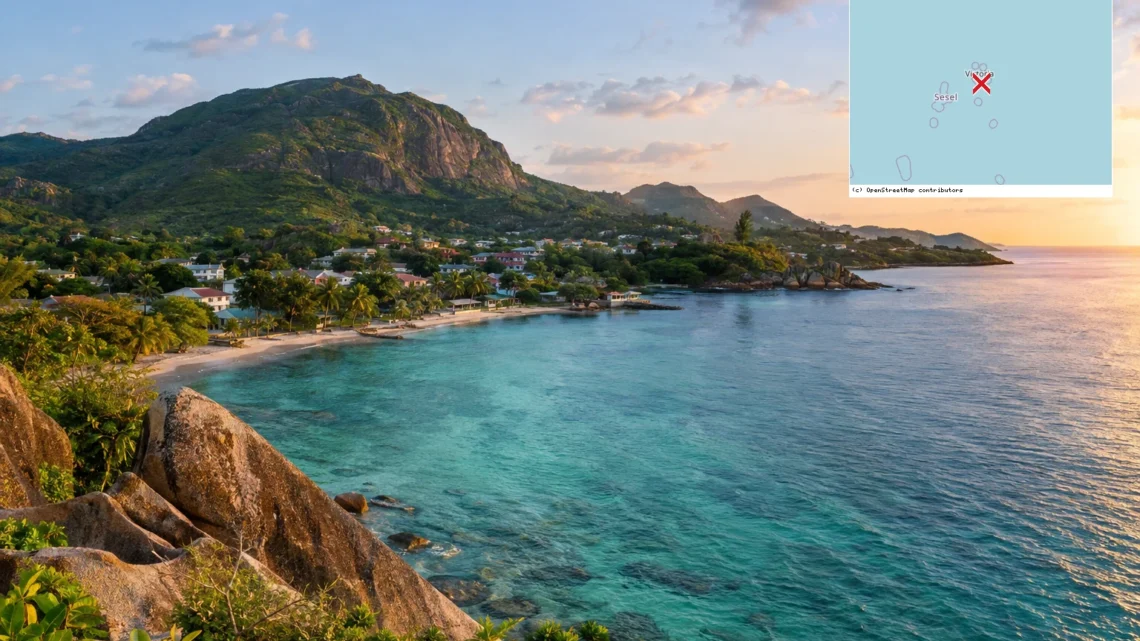Reiseziel mit Lagekarte in Anse Royale, Afrika