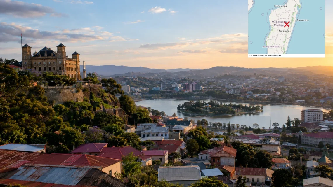 Reiseziel mit Lagekarte in Antananarivo, Afrika