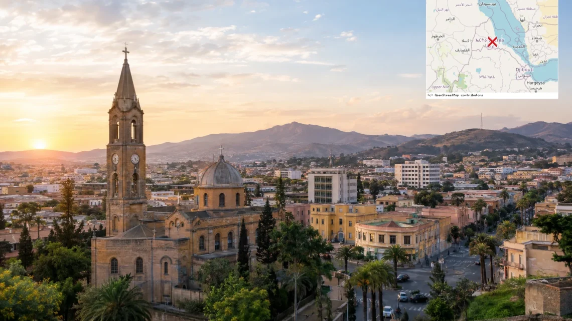 Reiseziel mit Lagekarte in Asmara, Afrika