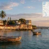 Reiseziel mit Lagekarte in Bagamoyo, Afrika