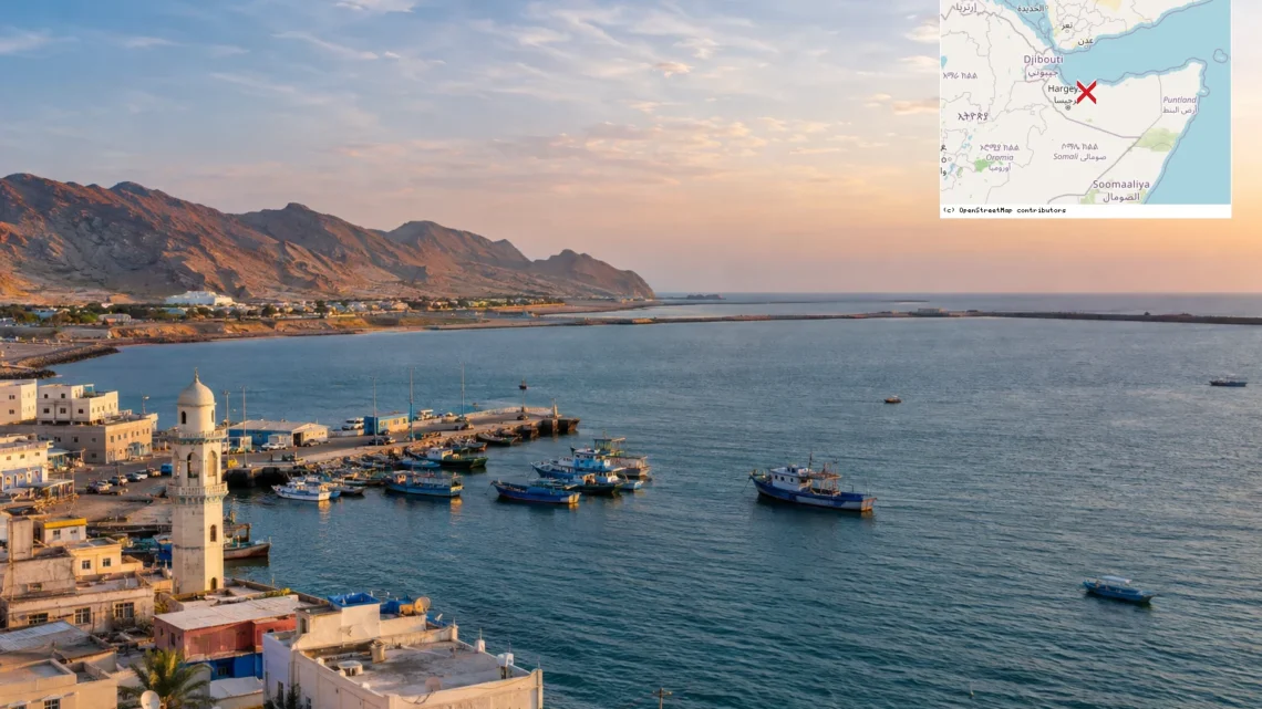 Reiseziel mit Lagekarte in Berbera, Afrika