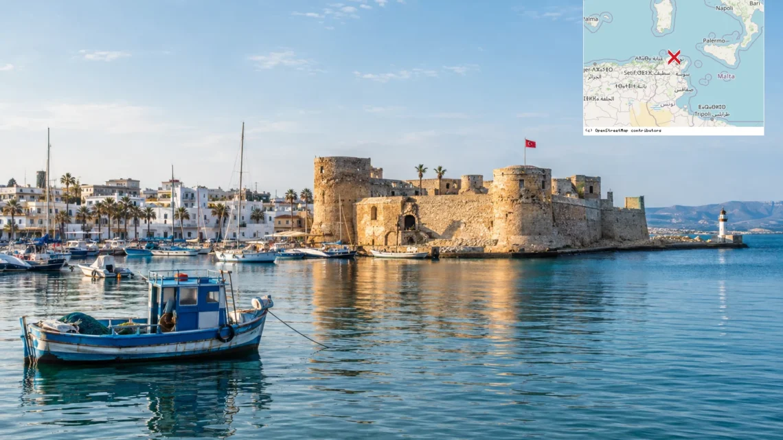 Reiseziel mit Lagekarte in Bizerte, Afrika