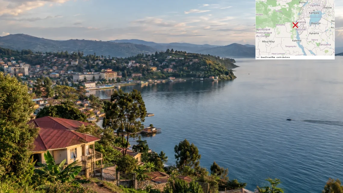 Reiseziel mit Lagekarte in Bukavu, Afrika