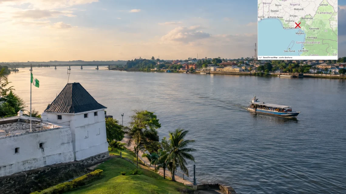 Reiseziel mit Lagekarte in Calabar, Afrika