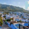 Reiseziel mit Lagekarte in Chefchaouen, Afrika
