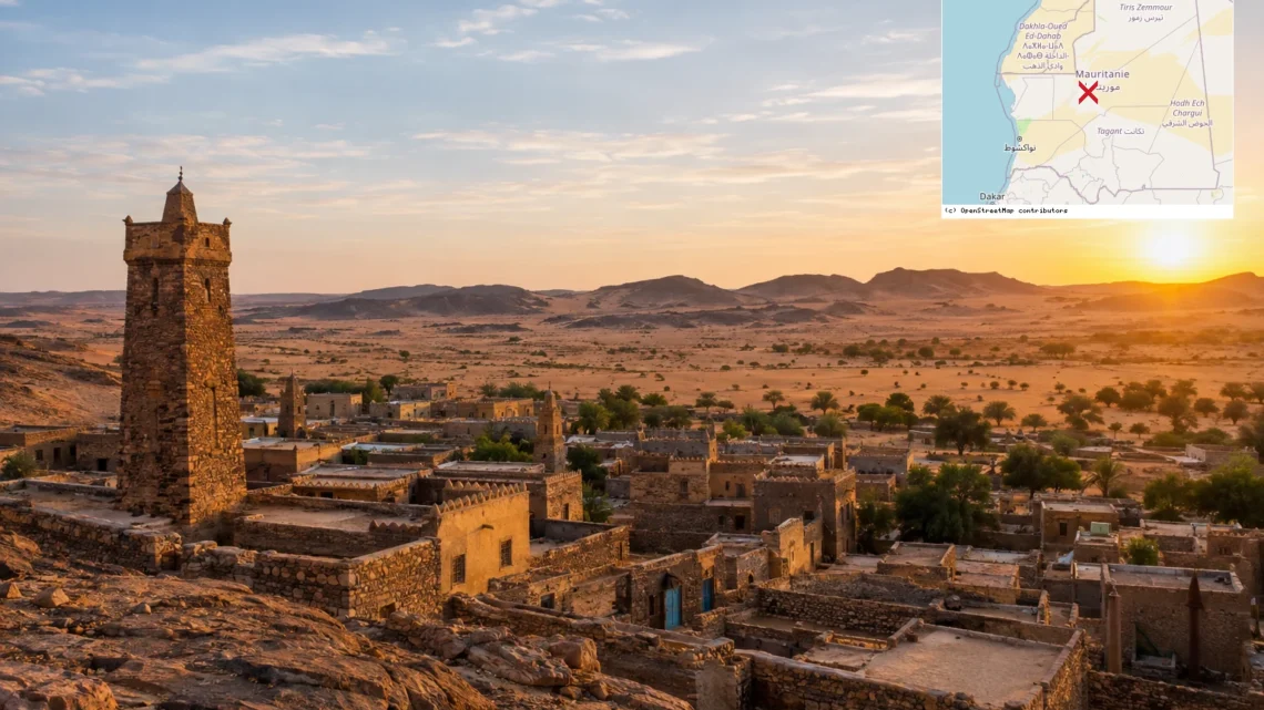 Reiseziel mit Lagekarte in Chinguetti, Afrika