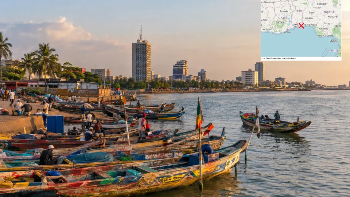 Reiseziel mit Lagekarte in Cotonou, Afrika