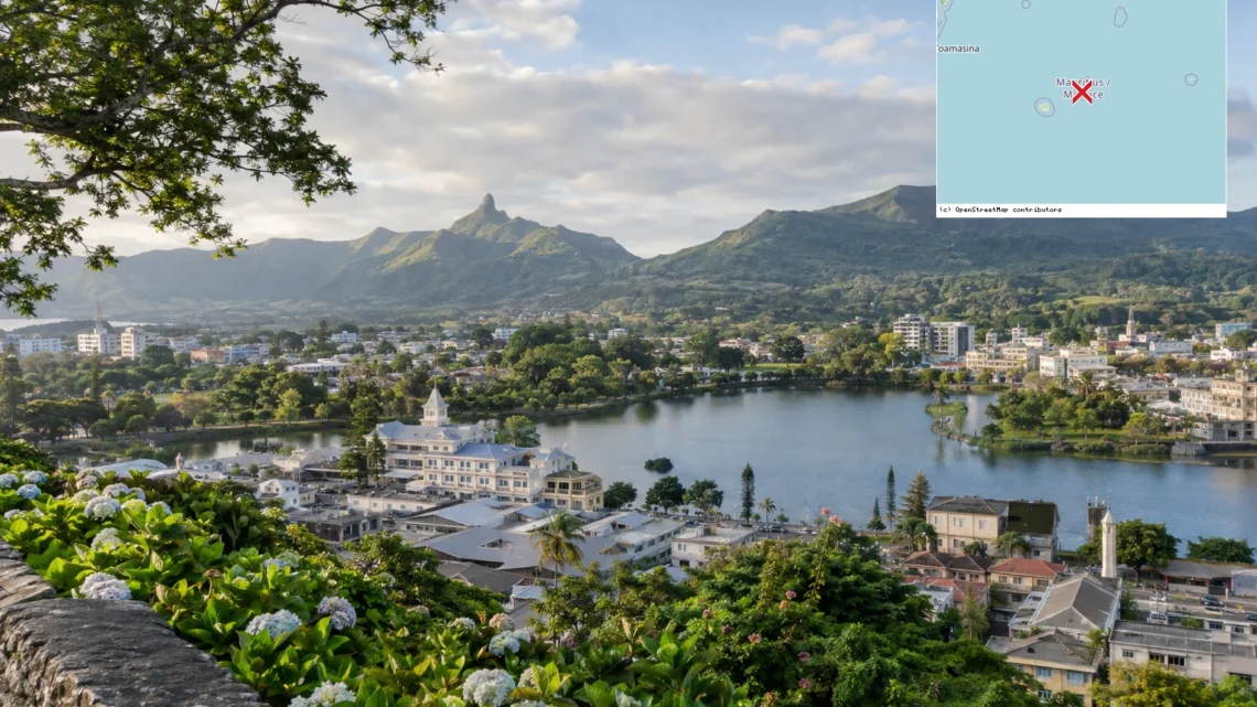 Reiseziel mit Lagekarte in Curepipe, Afrika