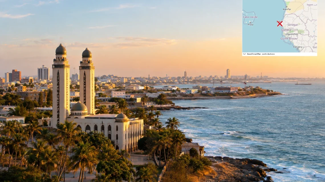 Reiseziel mit Lagekarte in Dakar, Afrika