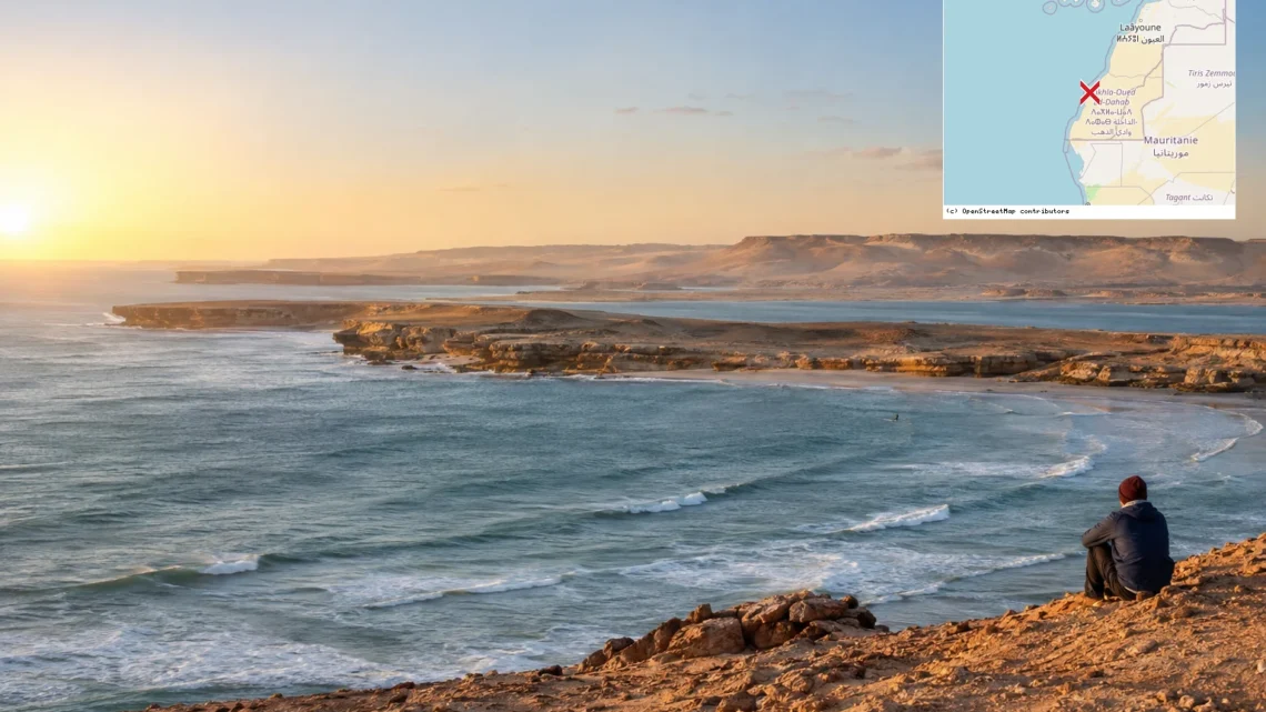 Reiseziel mit Lagekarte in Dakhla, Afrika