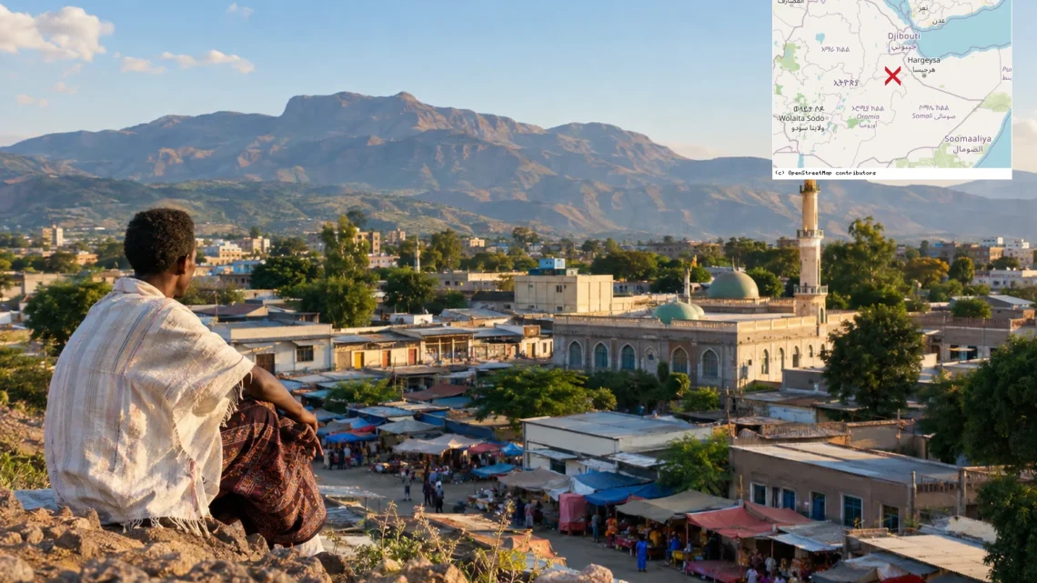 Reiseziel mit Lagekarte in Dire Dawa, Afrika