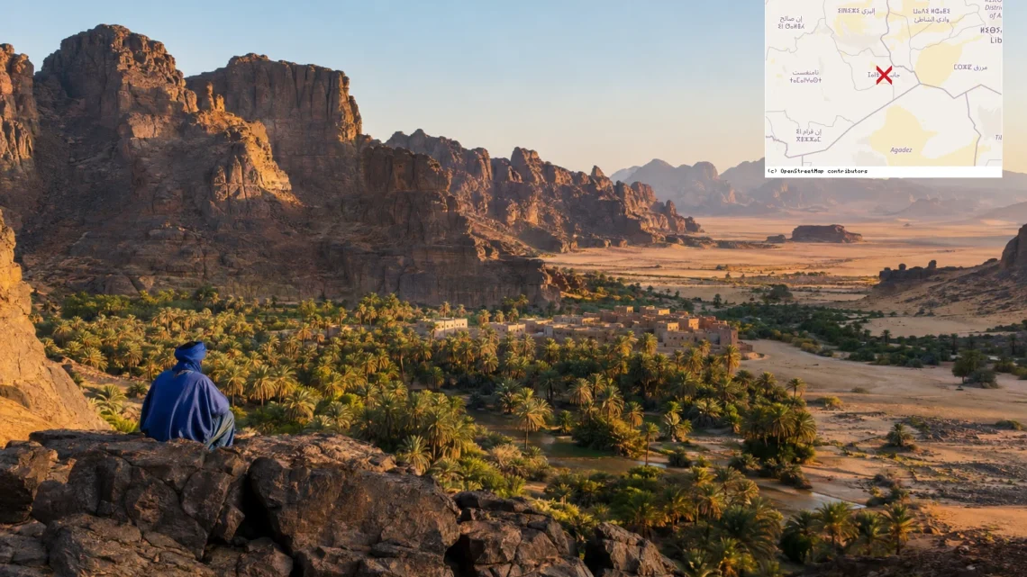 Reiseziel mit Lagekarte in Djanet, Afrika