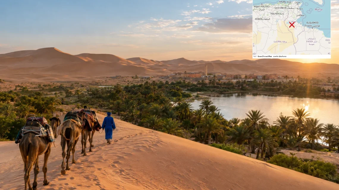 Reiseziel mit Lagekarte in Douz, Afrika