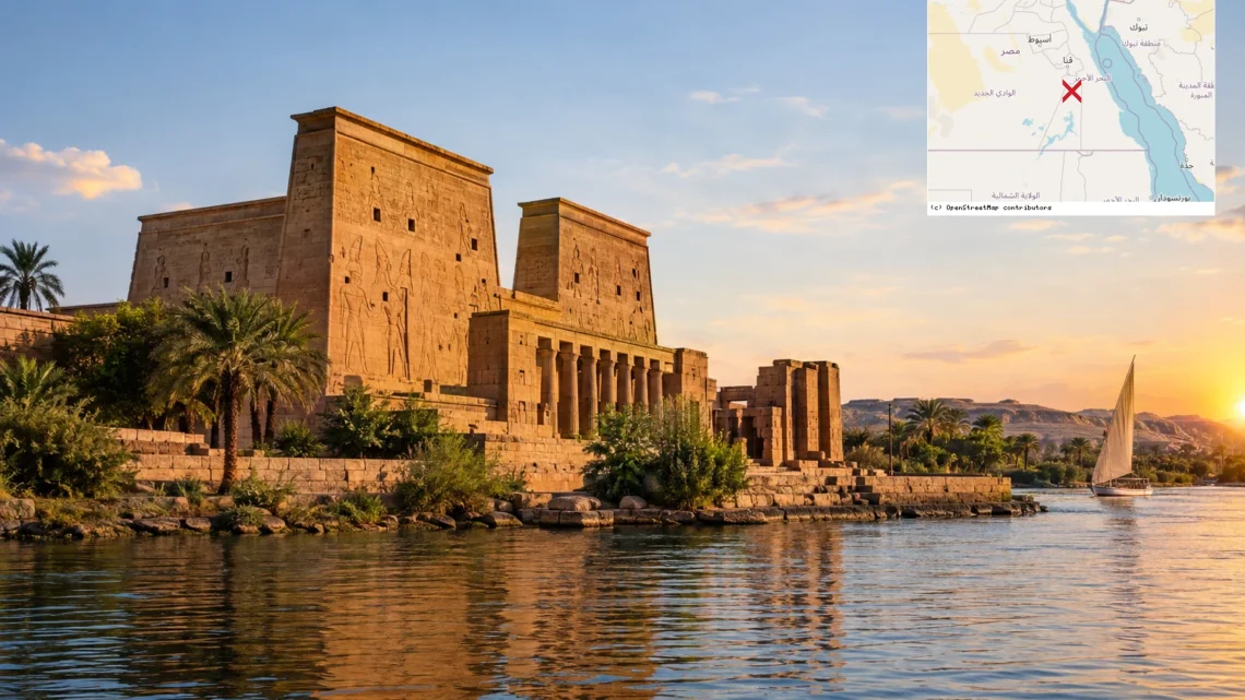 Reiseziel mit Lagekarte in Edfu, Afrika