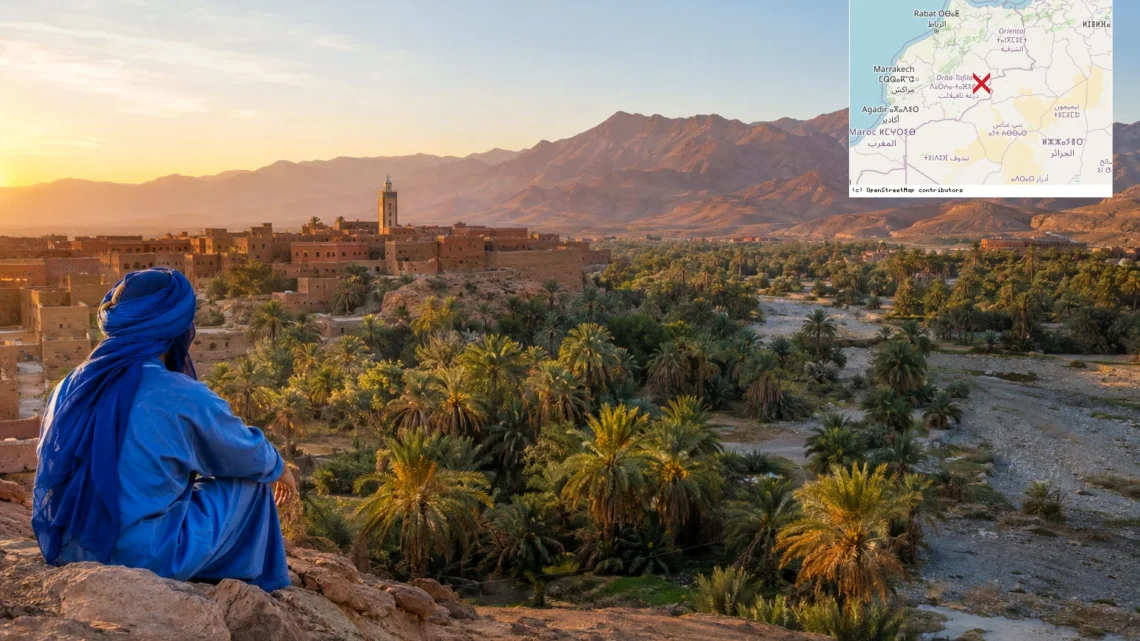 Reiseziel mit Lagekarte in Erfoud, Afrika