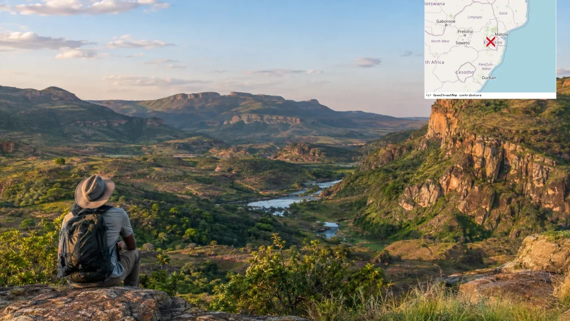 Reiseziel mit Lagekarte in Ezulwini, Afrika
