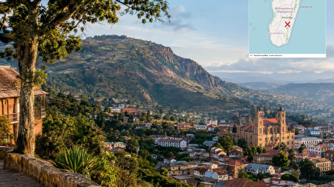 Reiseziel mit Lagekarte in Fianarantsoa, Afrika