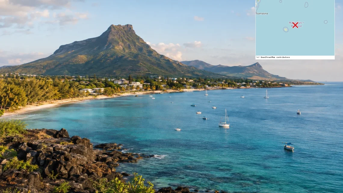 Reiseziel mit Lagekarte in Flic en Flac, Afrika