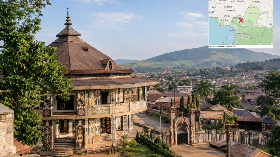 Reiseziel mit Lagekarte in Foumban, Afrika