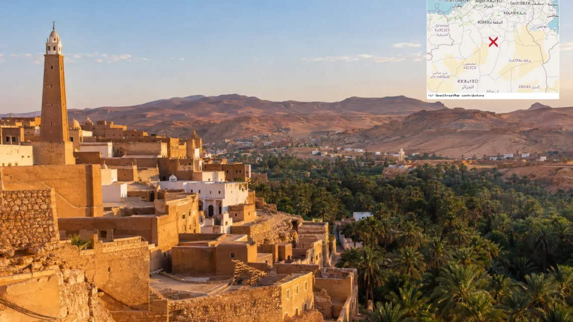 Reiseziel mit Lagekarte in Ghardaïa, Afrika