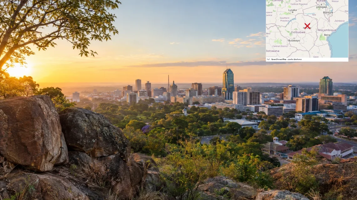 Reiseziel mit Lagekarte in Harare, Afrika