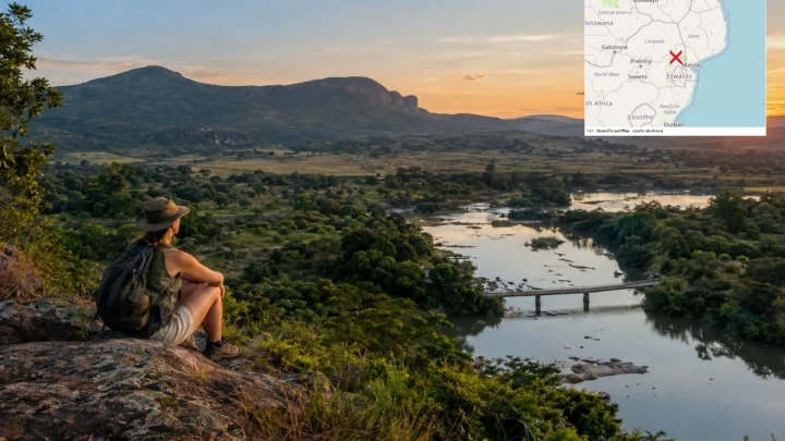 Reiseziel mit Lagekarte in Hazyview, Afrika