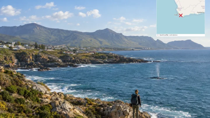 Reiseziel mit Lagekarte in Hermanus, Afrika
