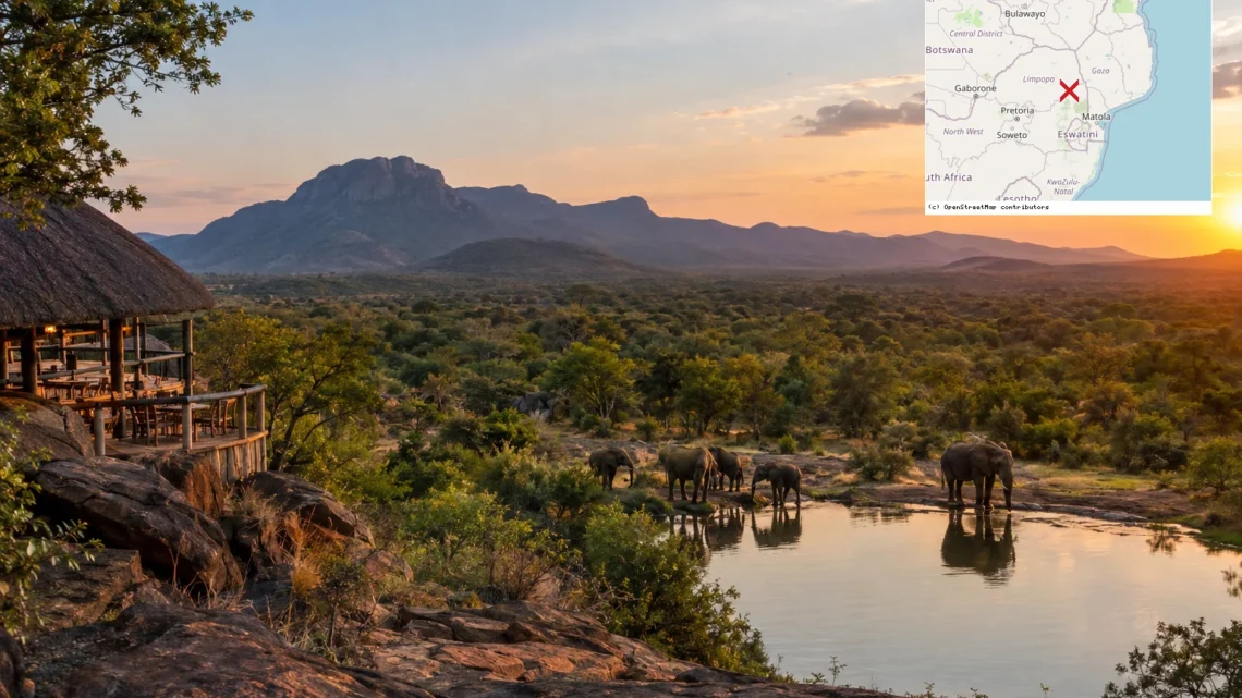 Reiseziel mit Lagekarte in Hoedspruit, Afrika