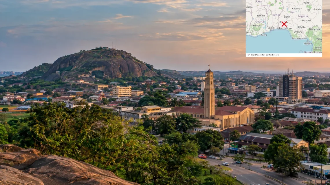 Reiseziel mit Lagekarte in Ibadan, Afrika