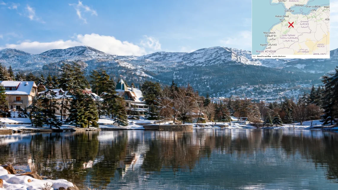Reiseziel mit Lagekarte in Ifrane, Afrika